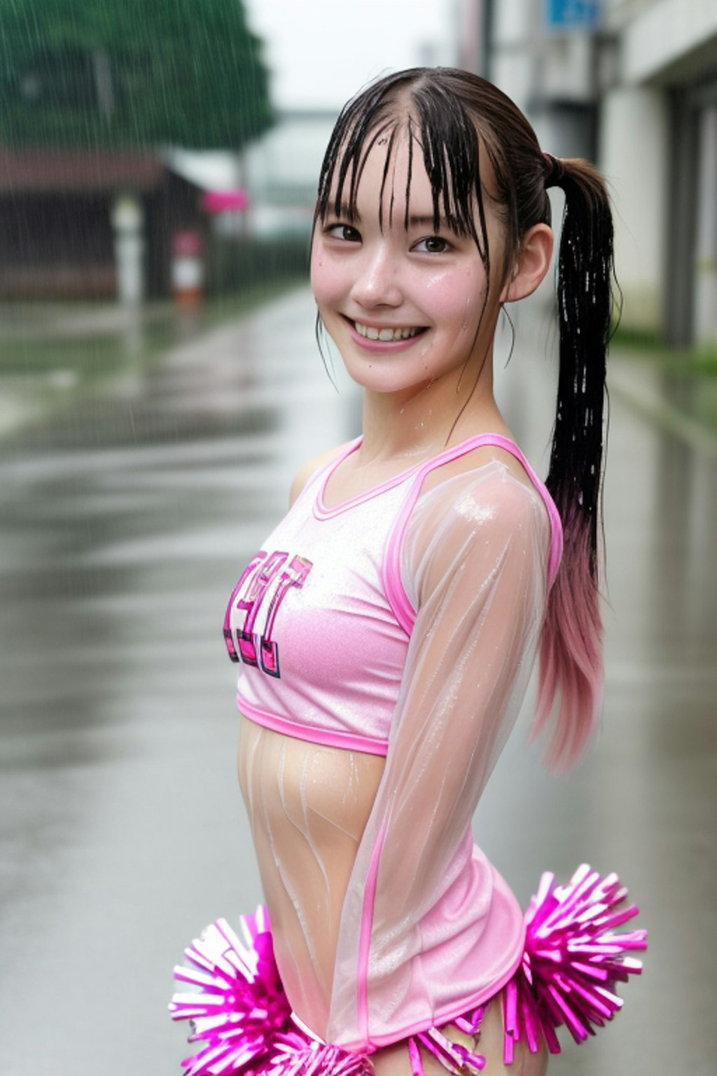 雨の日のチアガール