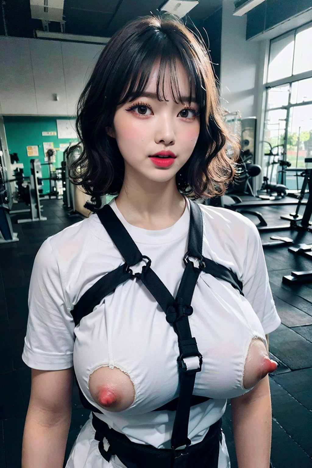 眼鏡女子校生がゴリゴリボンテージでポロリ