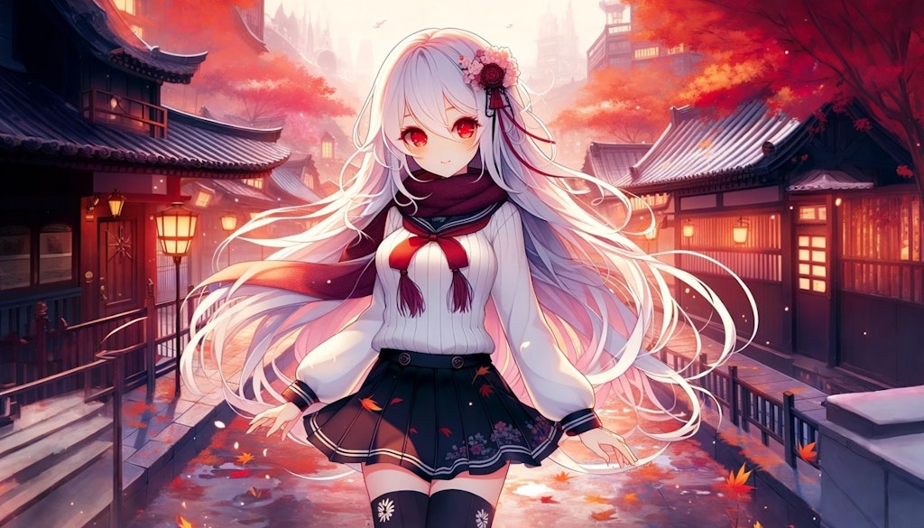 Crimson Gaze Amongst Fallen Leaves - 落葉の中の紅い瞳 -