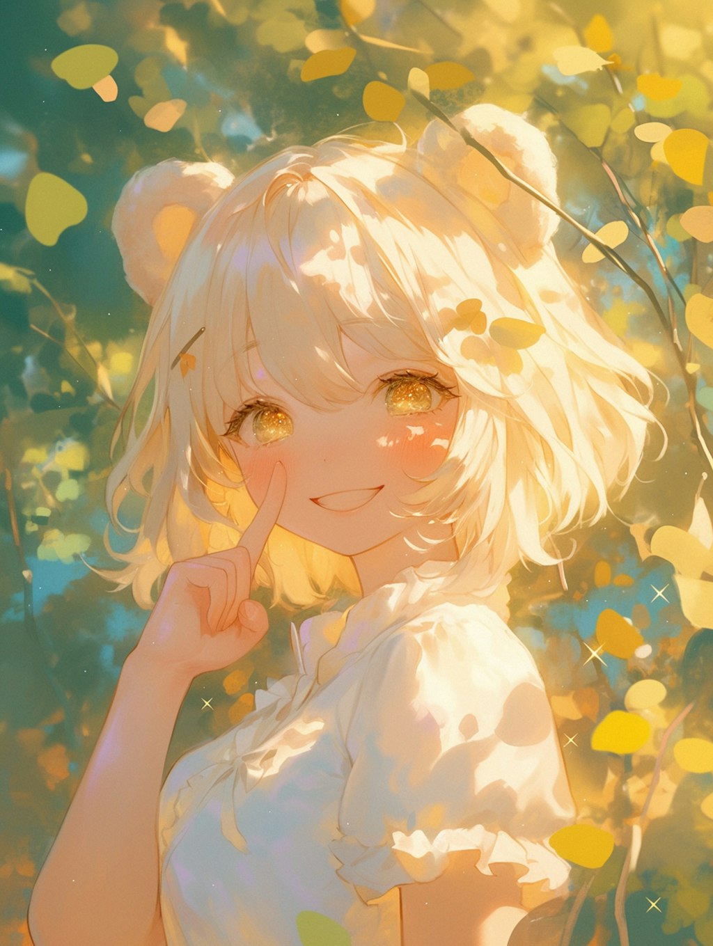 くま娘がカメラに向かって元気に指差し🐾