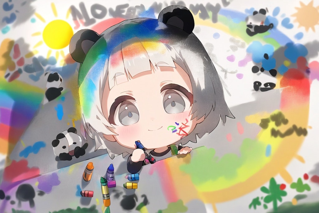 落書きするランランちゃん🐼