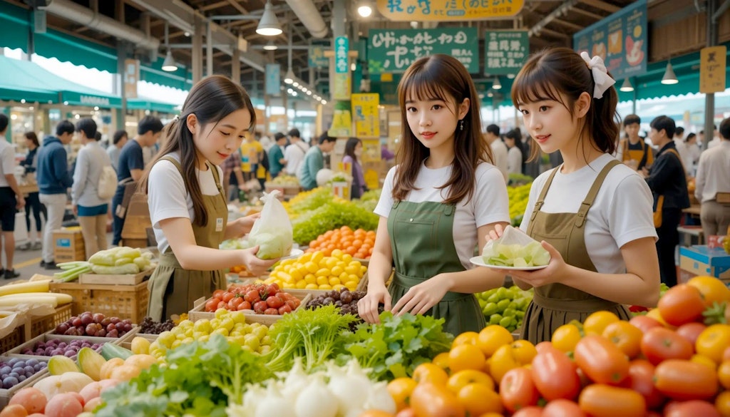 野菜市場でアルバイト