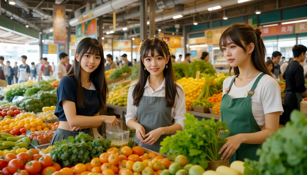 野菜市場でアルバイト