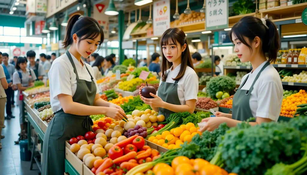 野菜市場でアルバイト