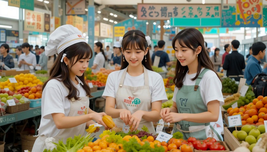 野菜市場でアルバイト