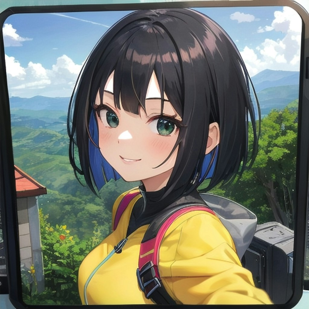 登山中の女の子