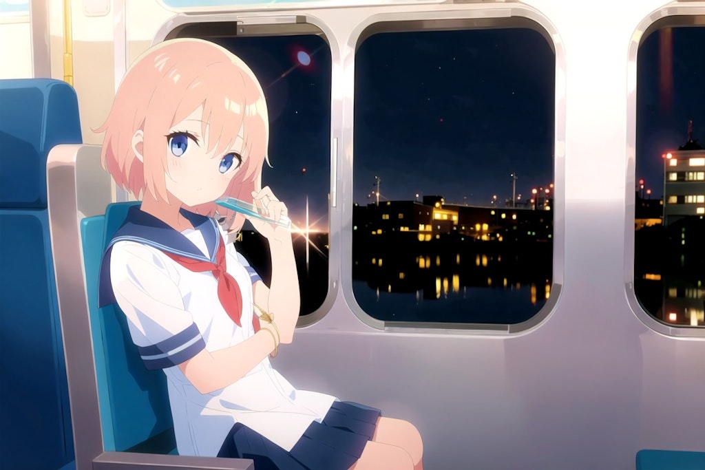 電車の少女（ちちぷい生成機能アンバサダー🍞🥐🥖）