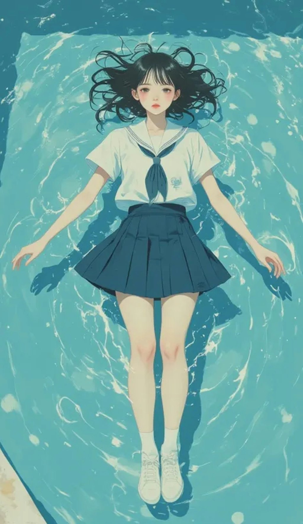 プールに浮かぶJK