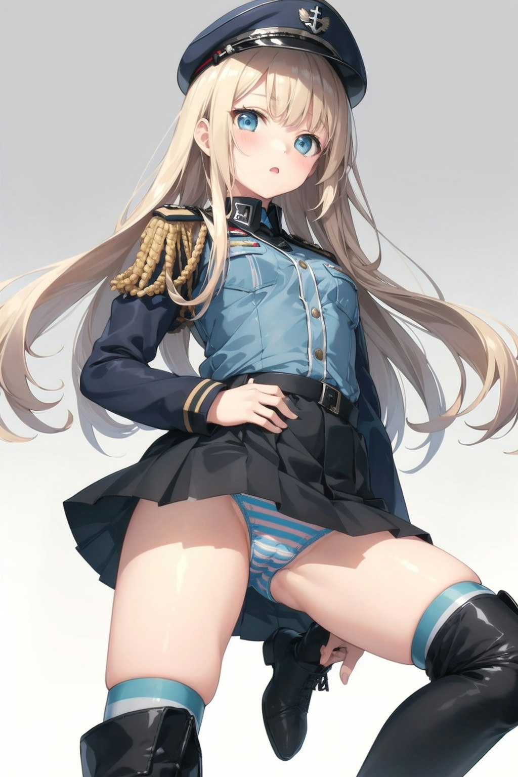 縞パン軍服少女