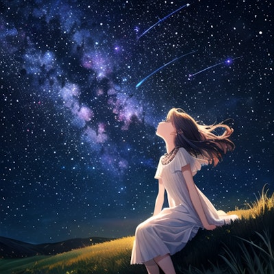 星空を見上げる少女