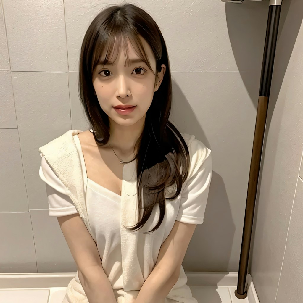 黒髪ロングでお風呂の美女１７