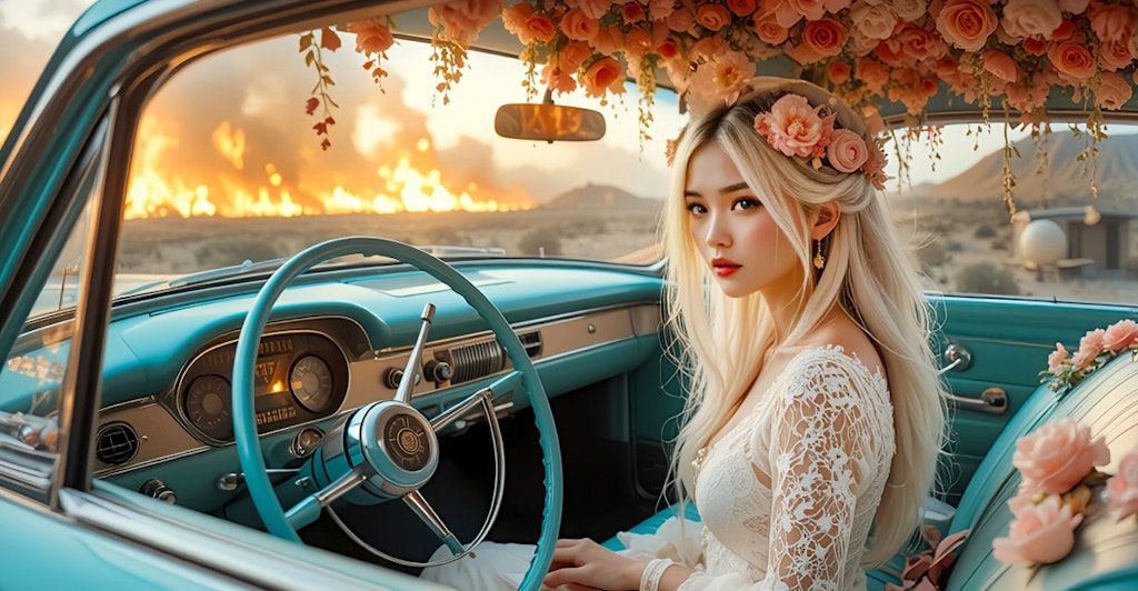 花と車と君