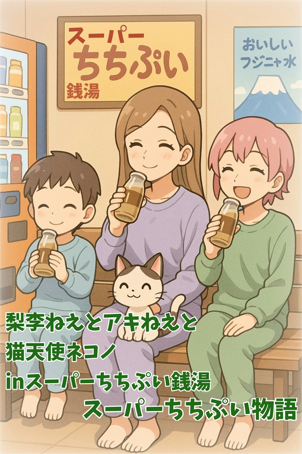 小説『梨李ねえとアキねえと猫天使ネコノinスーパーちちぷい銭湯』【ニャンノ世界】
