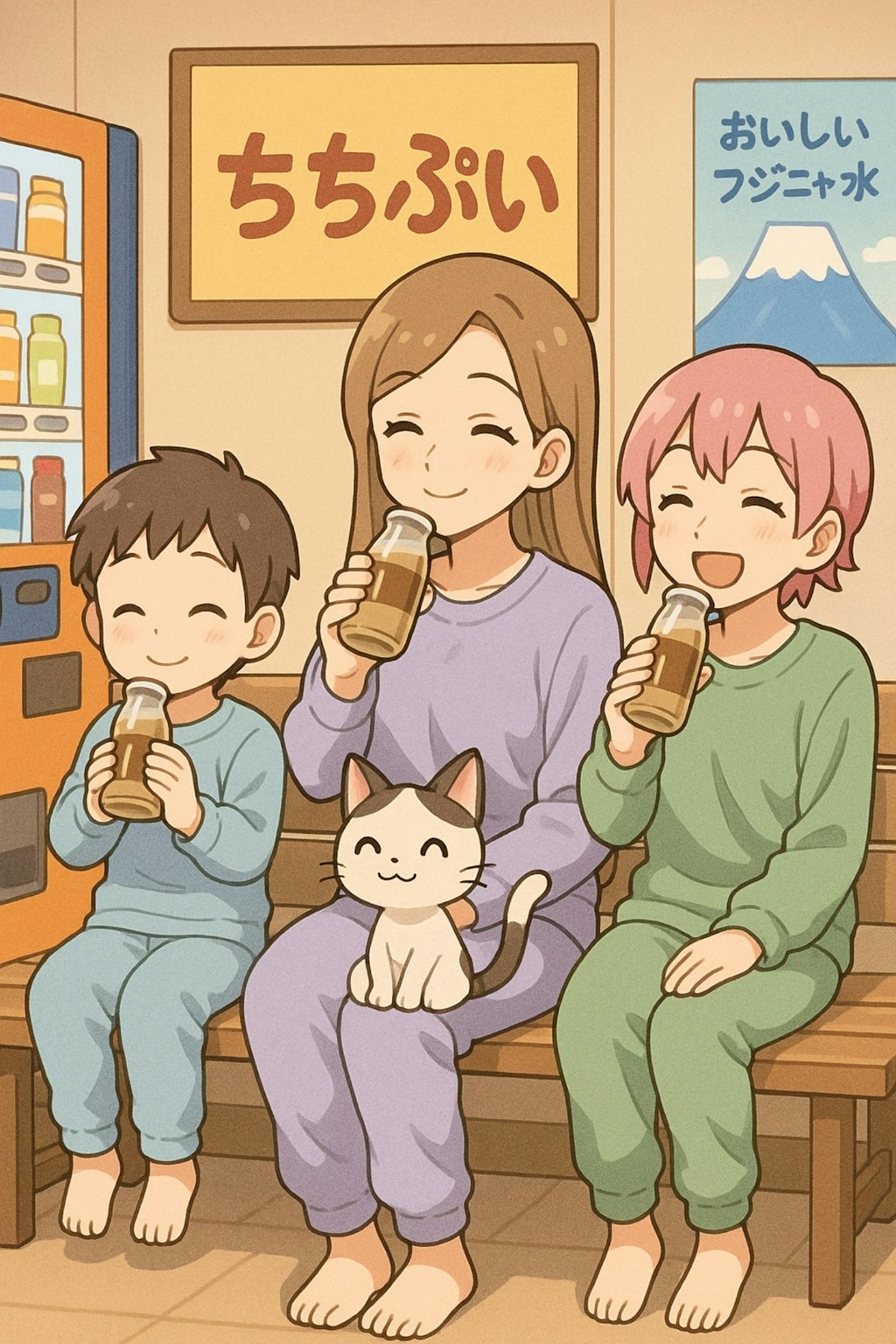 小説『梨李ねえとアキねえと猫天使ネコノinスーパーちちぷい銭湯』【ニャンノ世界】