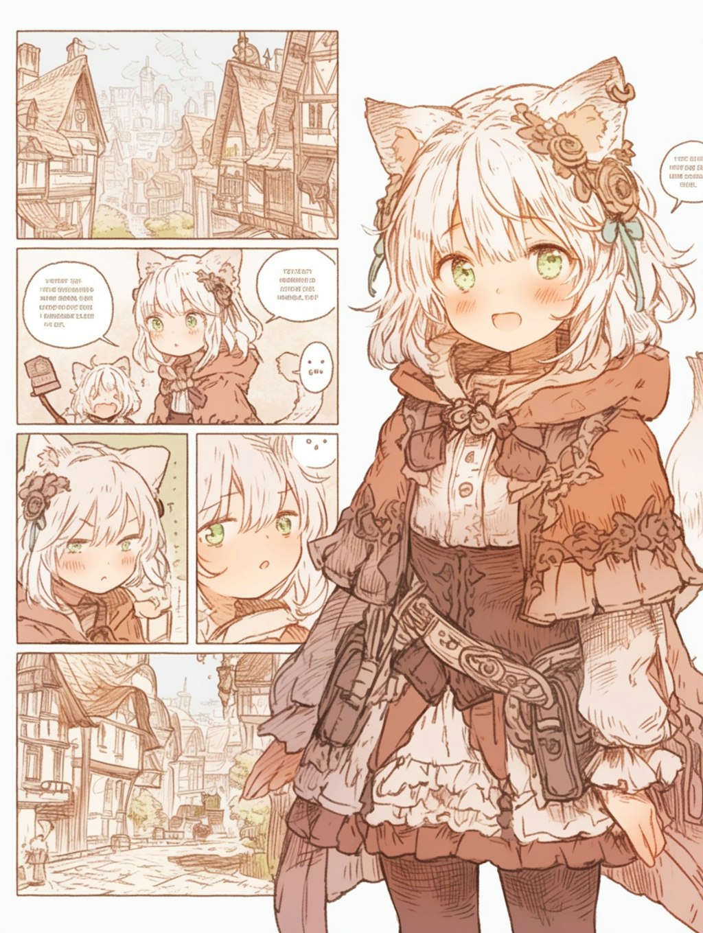 猫耳娘　漫画風。
