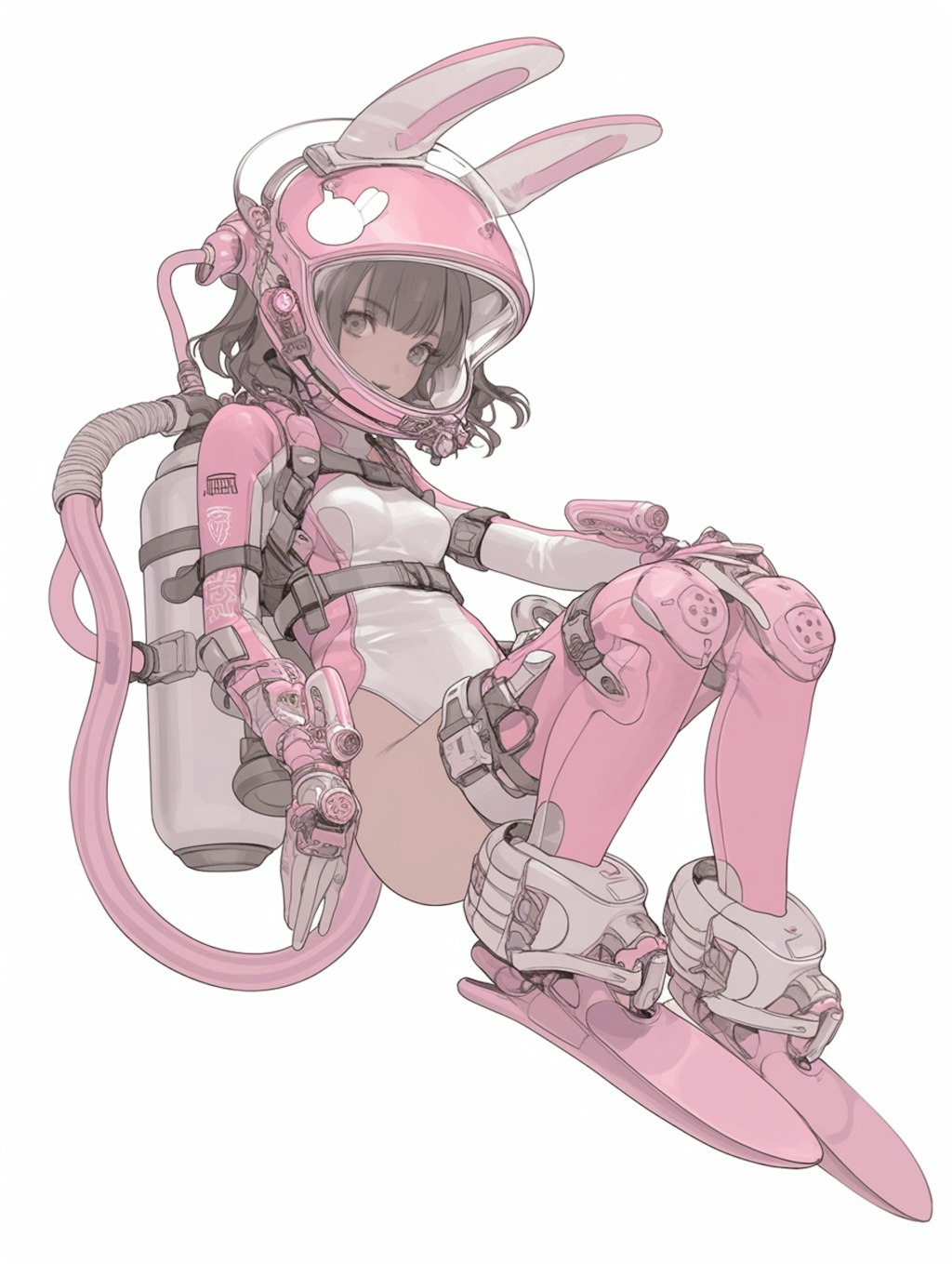 pink bunny diver girl sci-fi mode 兎潜水隊