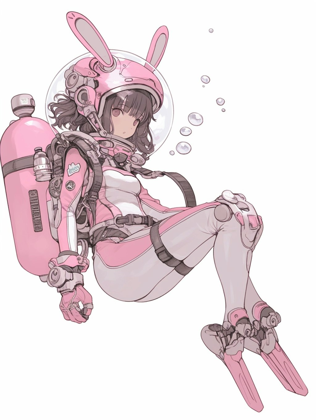 pink bunny diver girl sci-fi mode 兎潜水隊