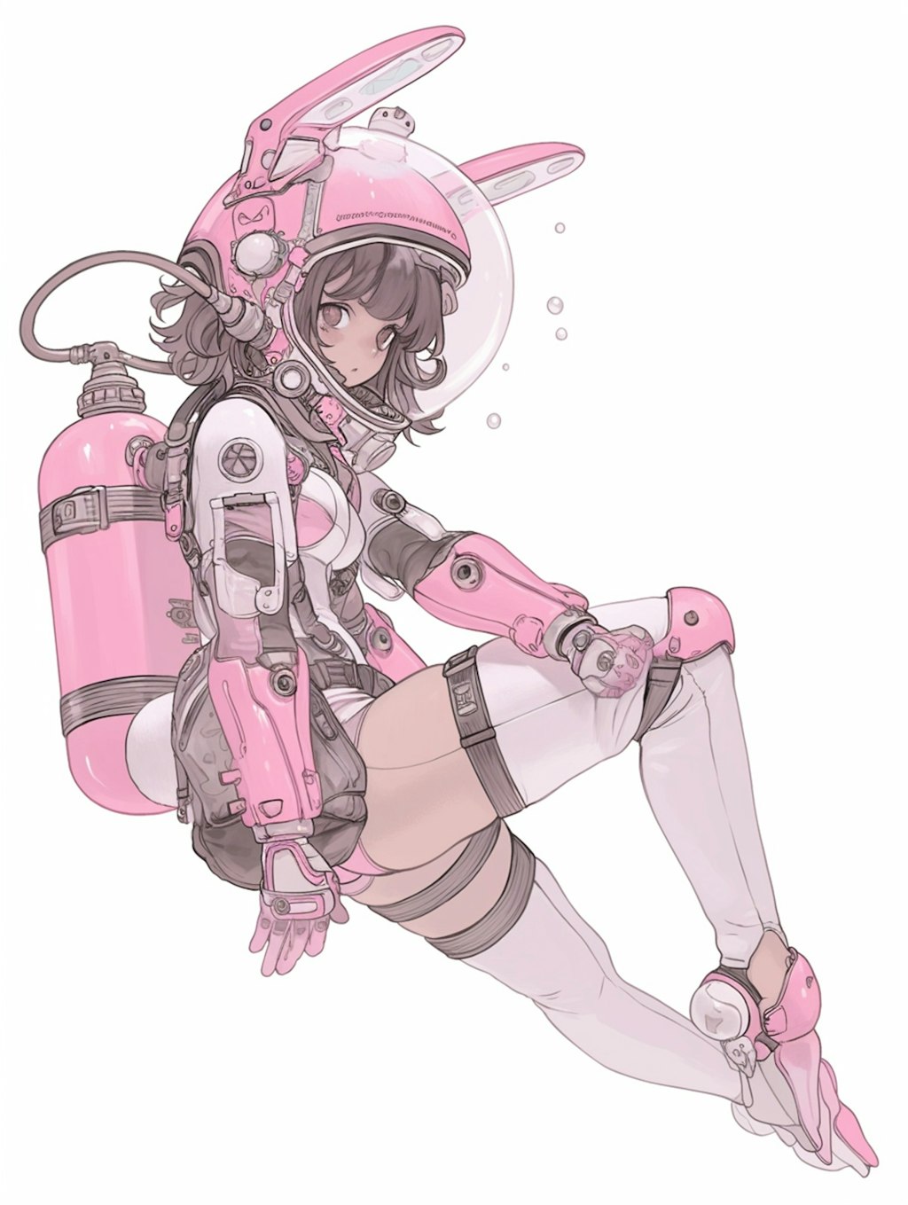 pink bunny diver girl sci-fi mode 兎潜水隊