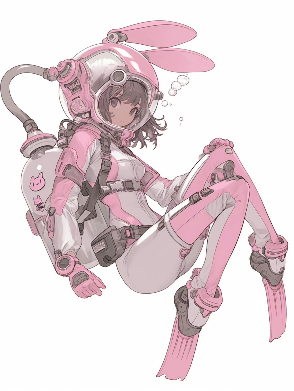 pink bunny diver girl sci-fi mode 兎潜水隊