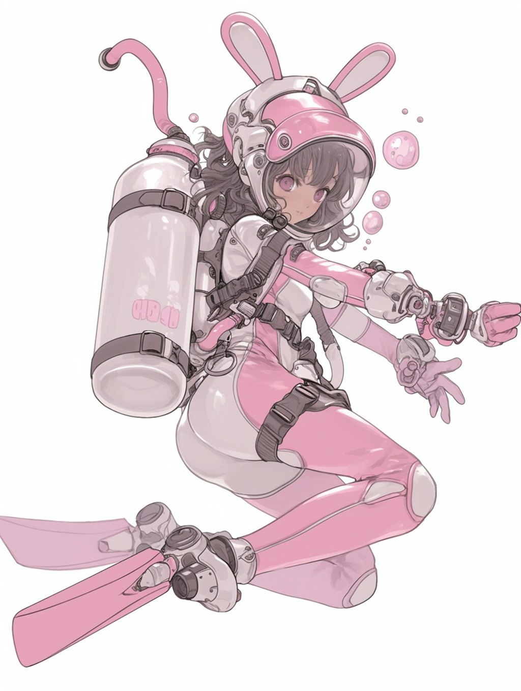 pink bunny diver girl sci-fi mode 兎潜水隊