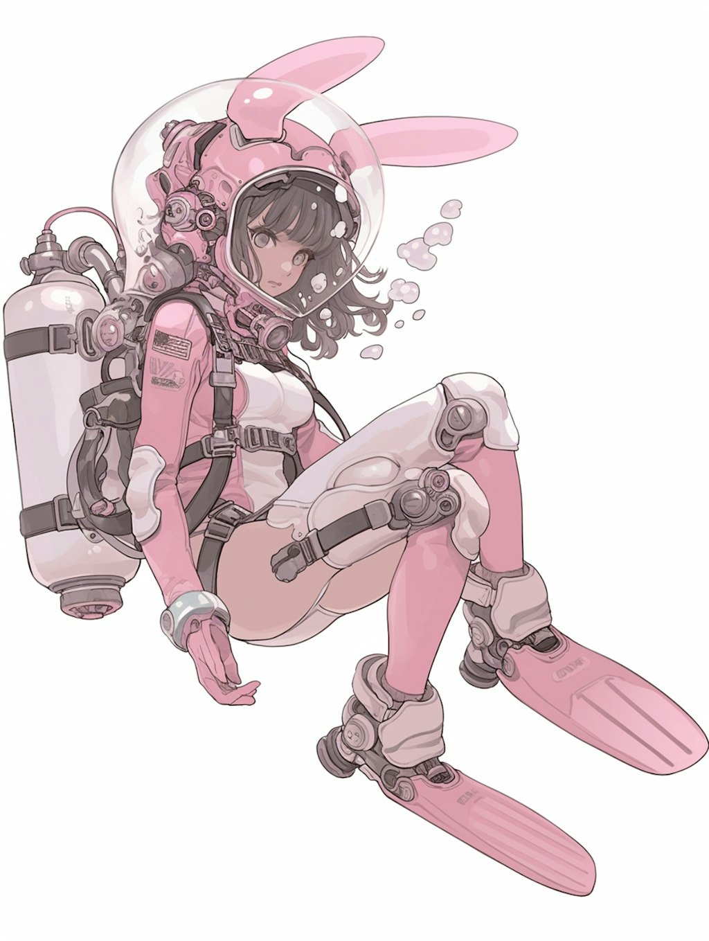 pink bunny diver girl sci-fi mode 兎潜水隊