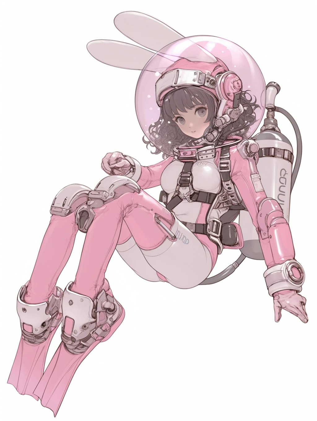 pink bunny diver girl sci-fi mode 兎潜水隊