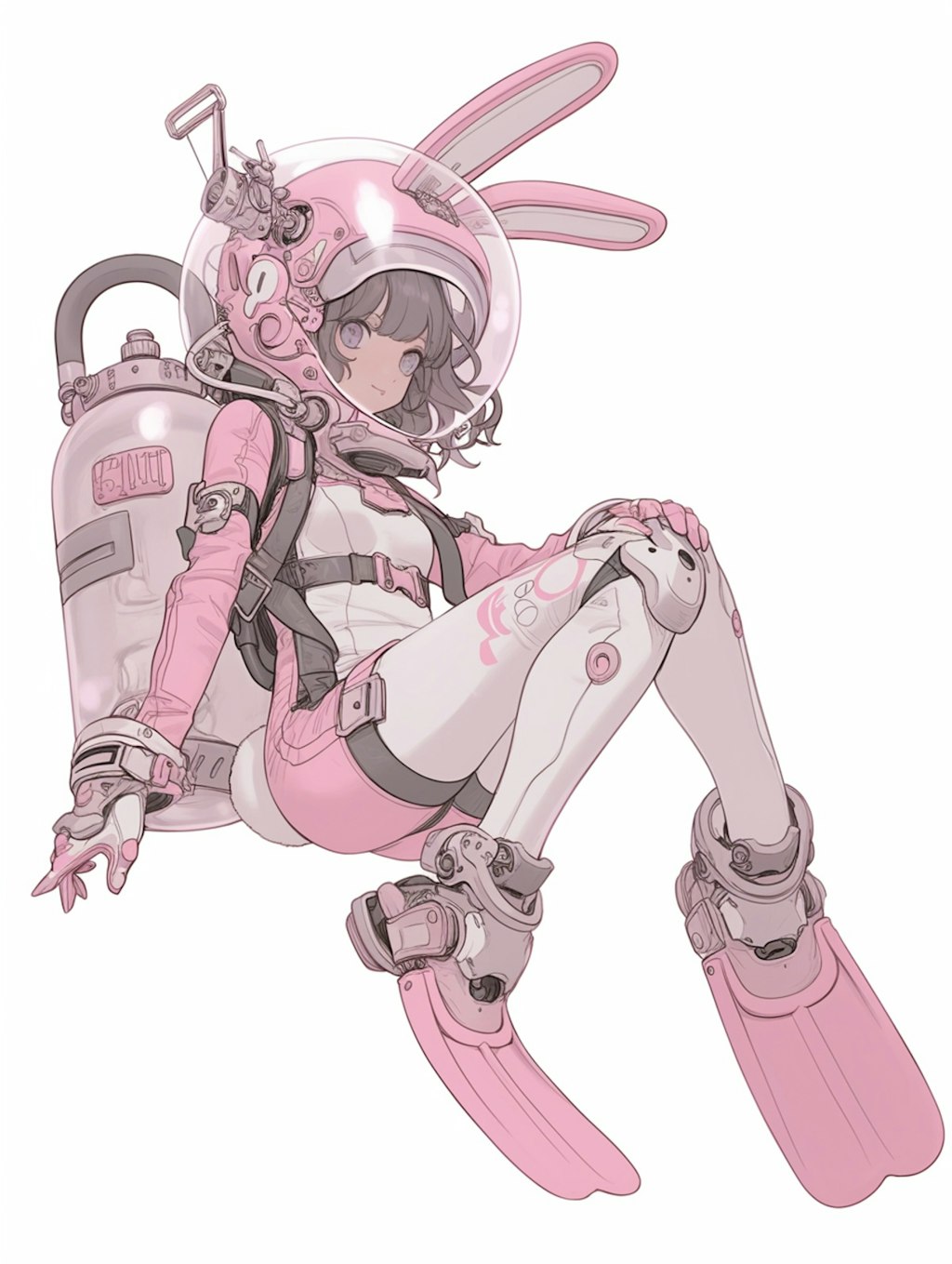 pink bunny diver girl sci-fi mode 兎潜水隊