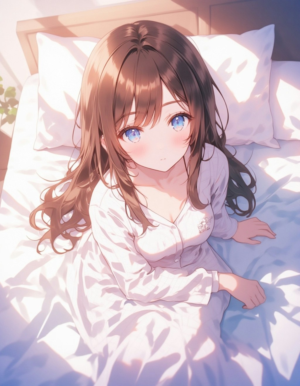 冬の朝：眠たげな小さな女の子