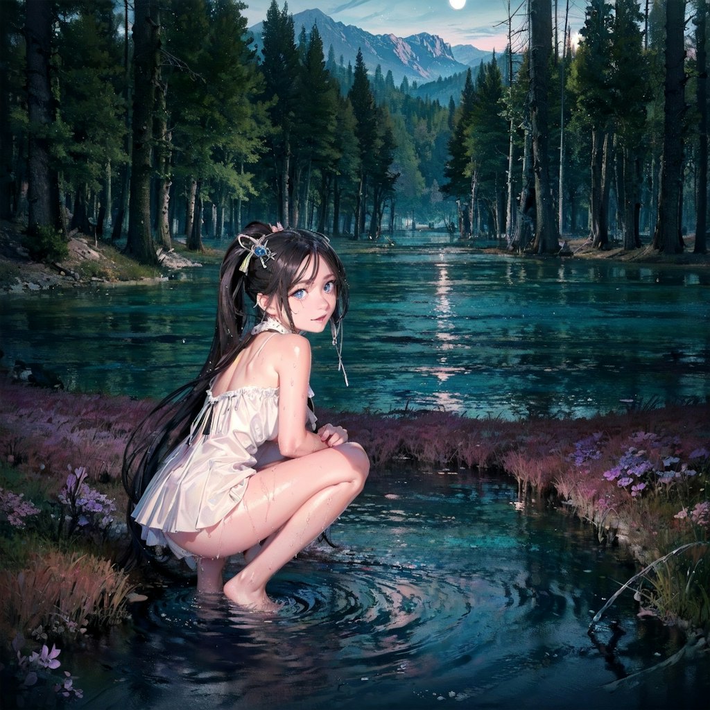 湖に誘われて１，Lured by the lake1