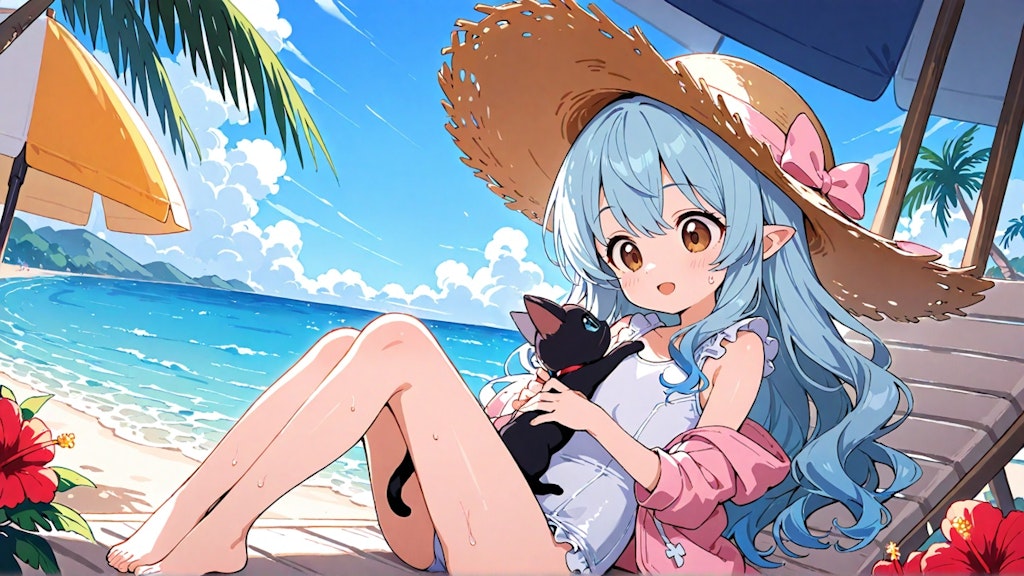 暑いので休憩中。
