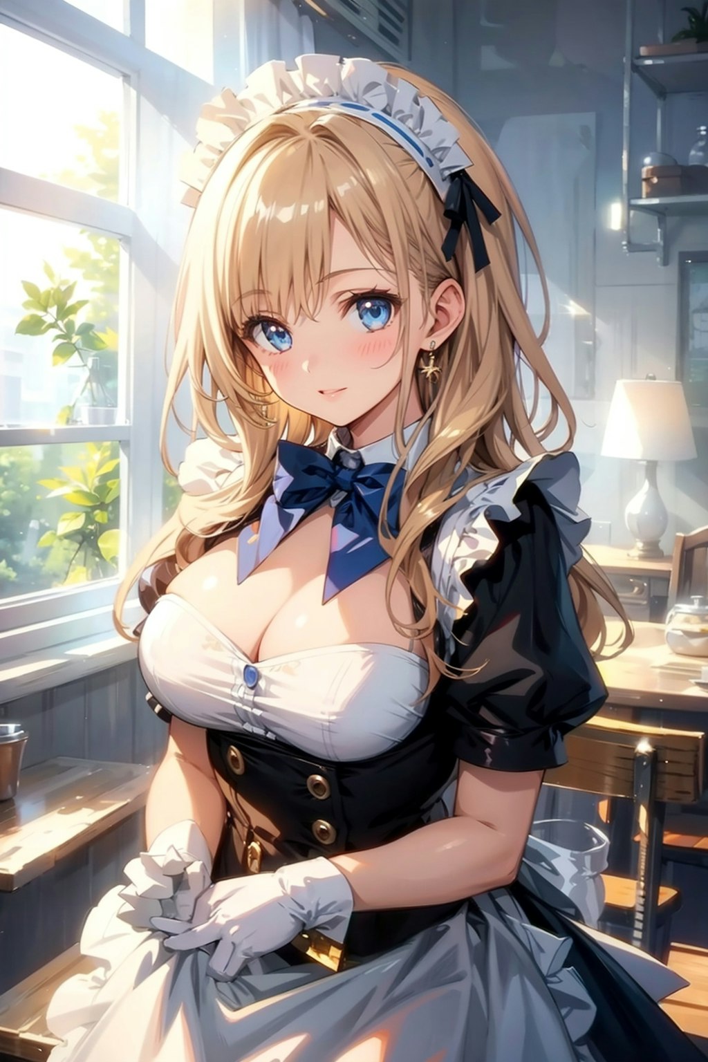 ロングヘアの美少女メイド