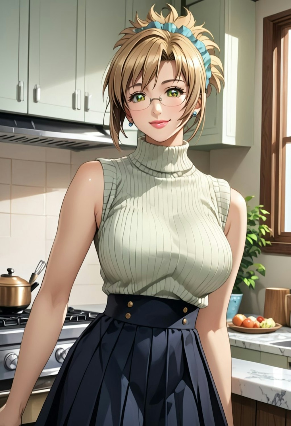 自宅での巨乳先生