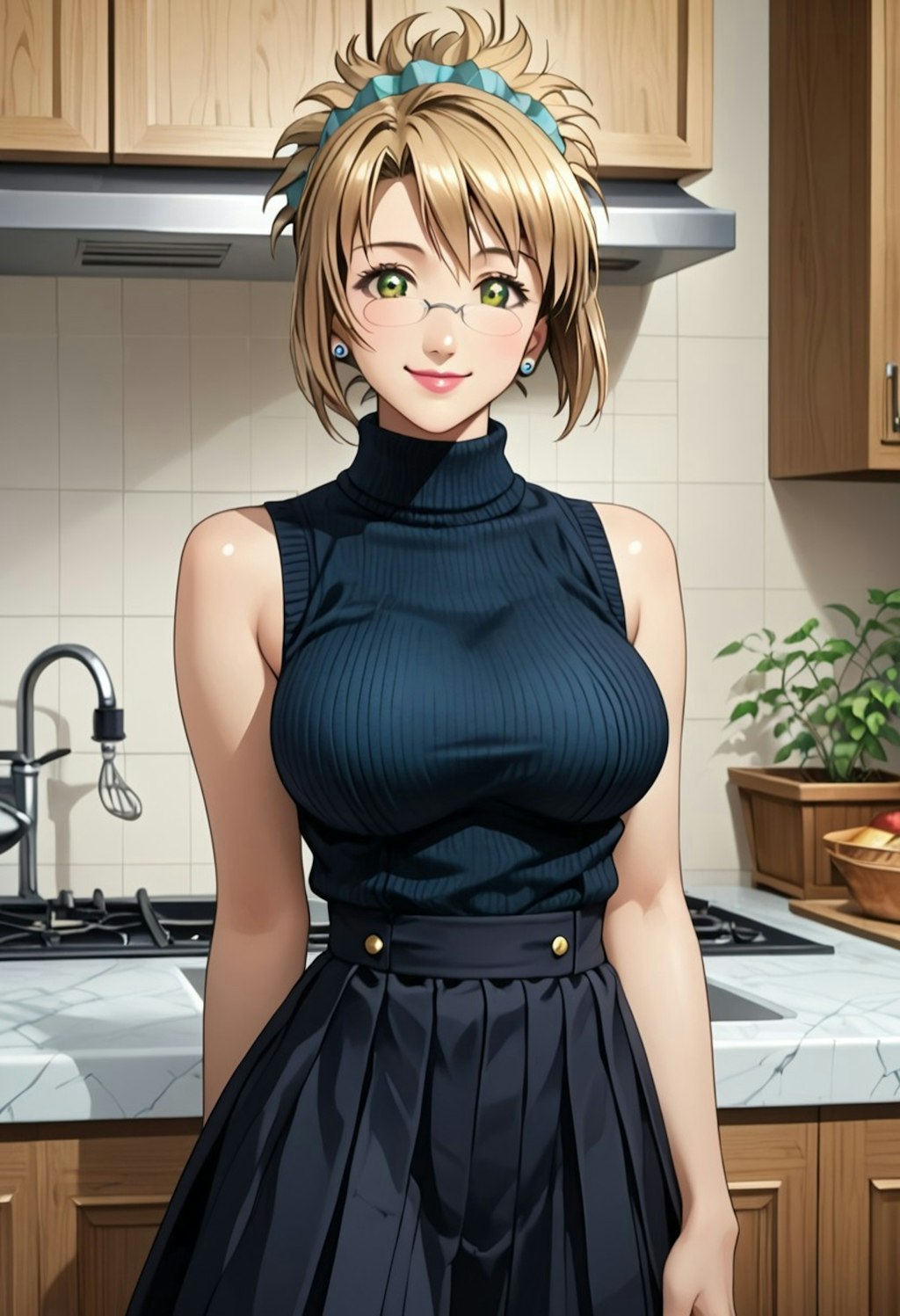 自宅での巨乳先生