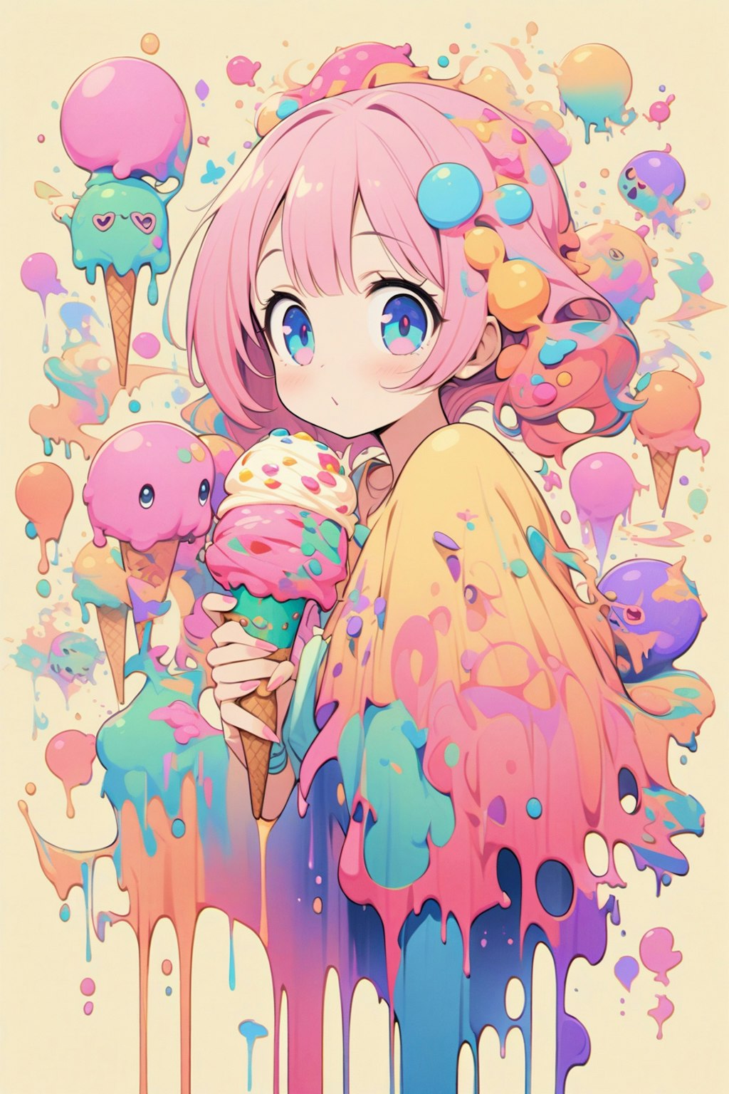 Ice cream melting mellow