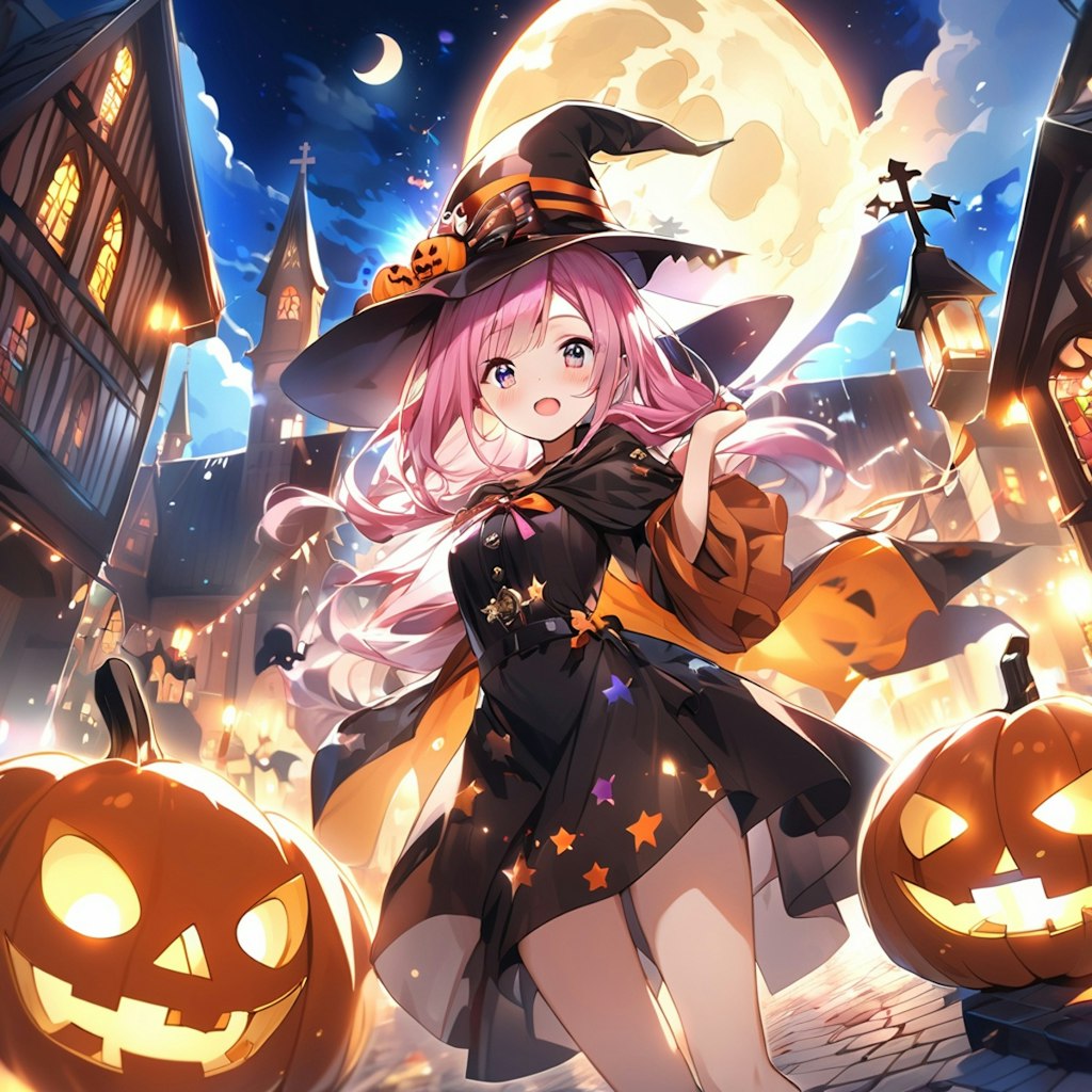 ハロウィンの道と魔法使い