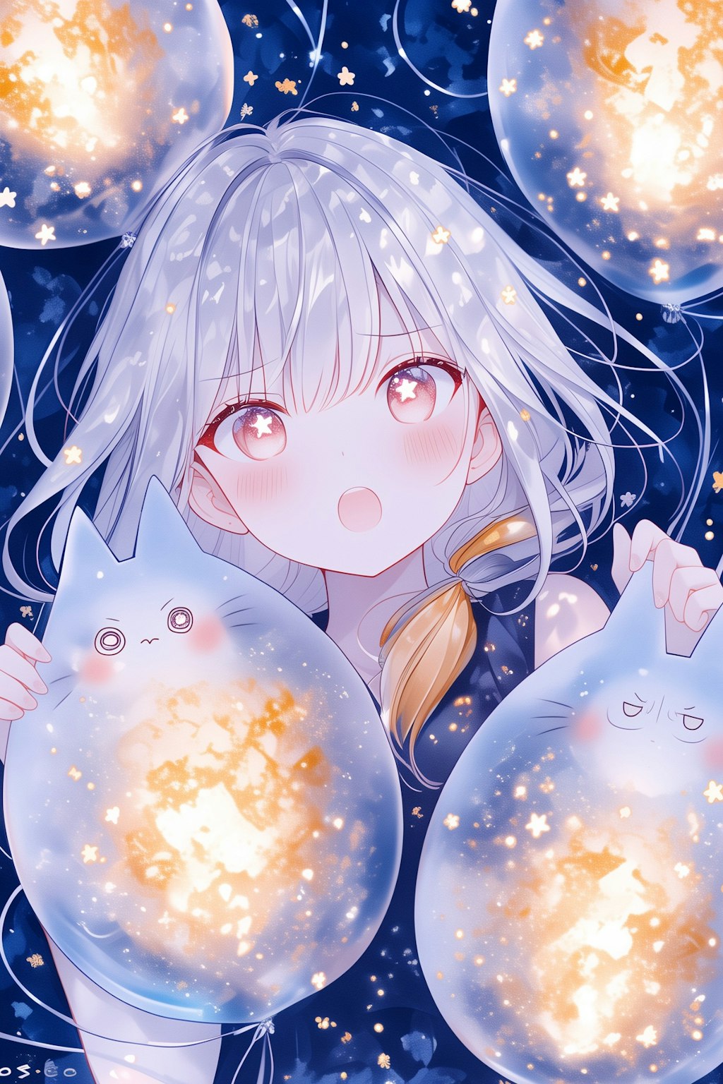 カラフルバルーンと和装少女