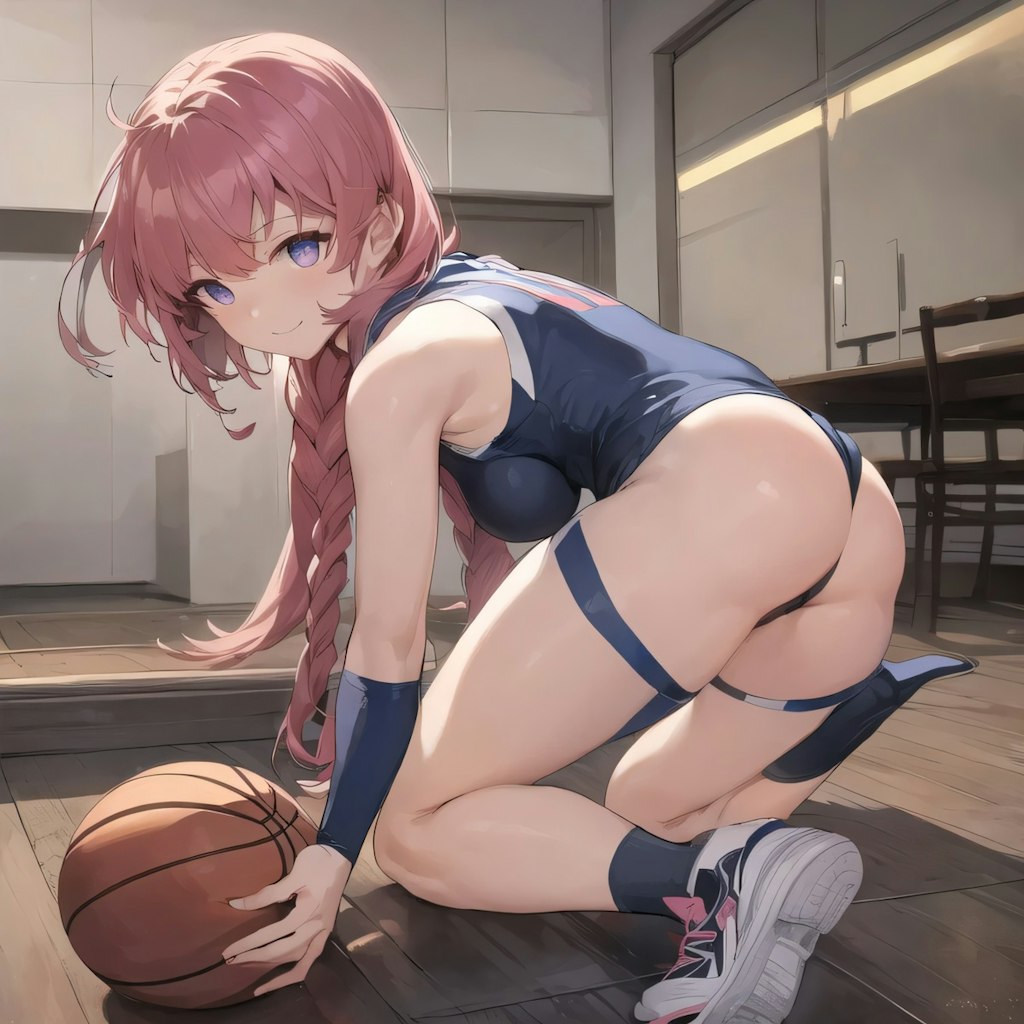 ピンク髪ロングでユニフォームの少女２