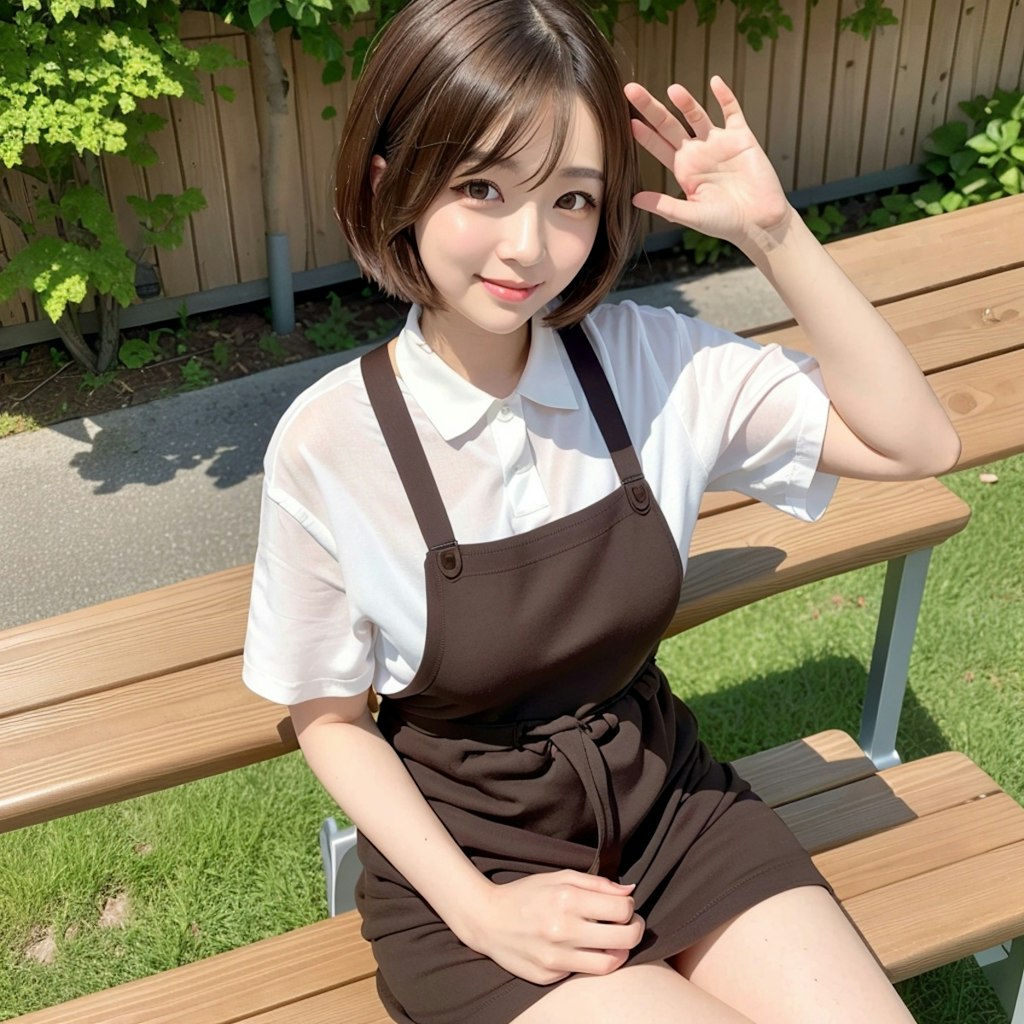 ベンチに座る美少女 Chichi Pui（ちちぷい）aiグラビア・aiフォト専用の投稿＆生成サイト