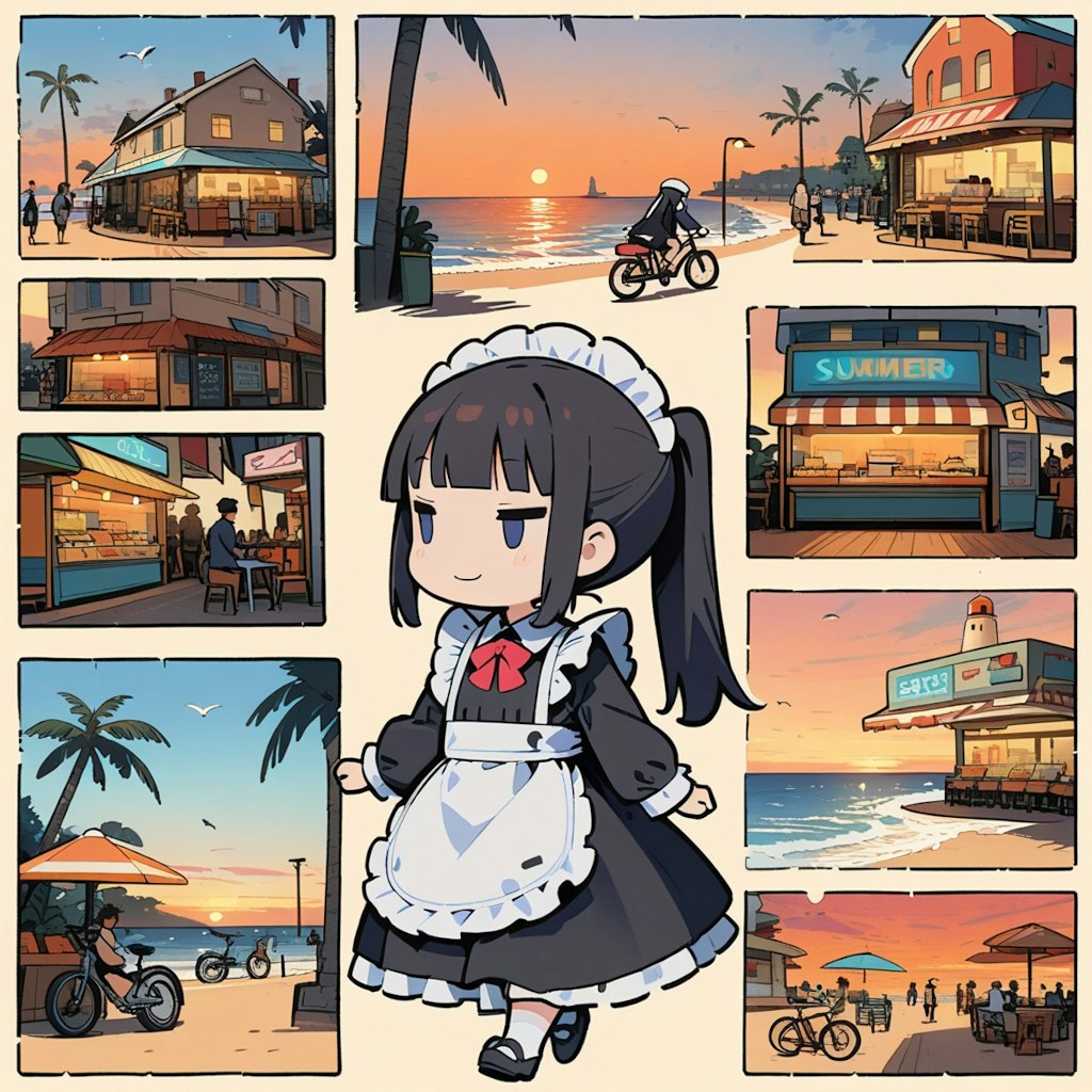 メイドちゃんと海辺のお店めぐり