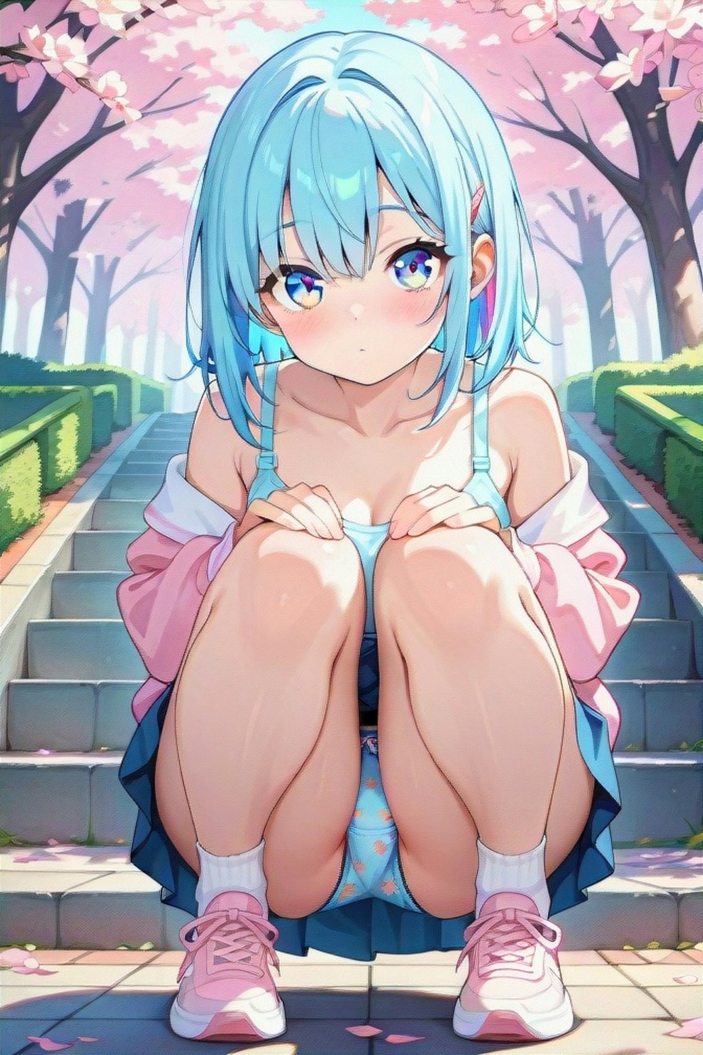 しゃがむ青髪ちゃん