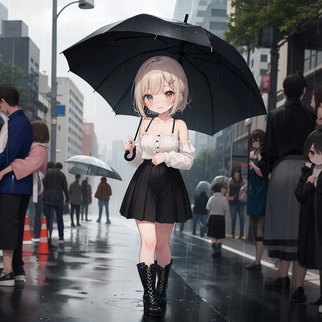 お嬢様の雨散歩