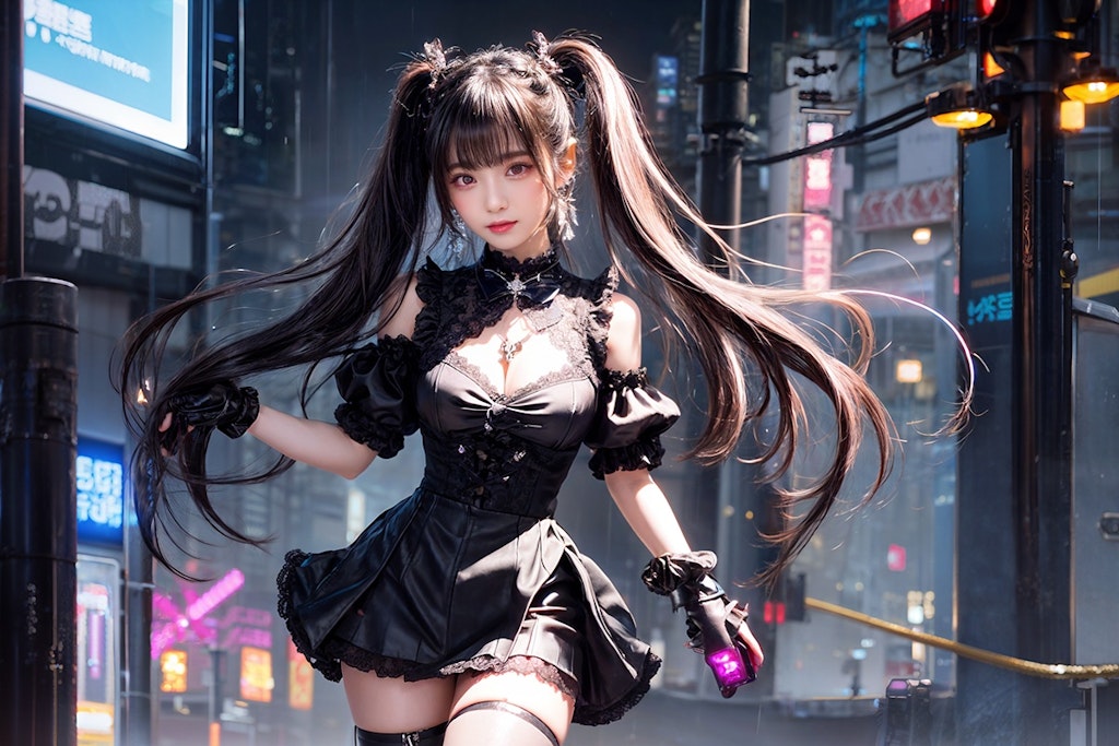 Black Twin Tails