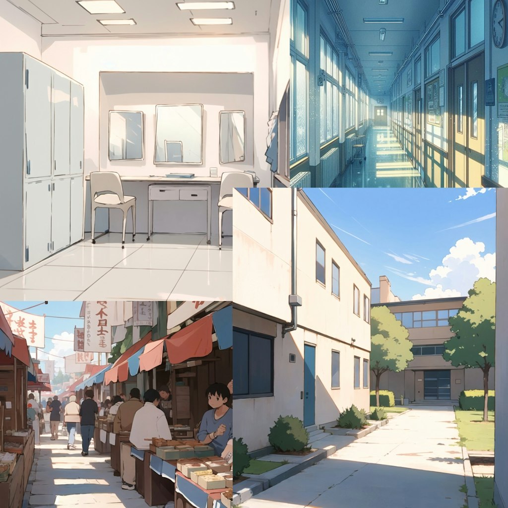 楽屋とか校舎の外通路とか背景詰合せ -Assorted Backgrounds-