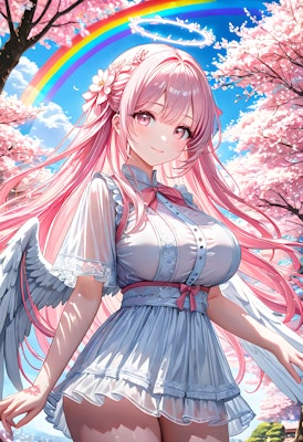 桜満開の下に舞い降りた天使