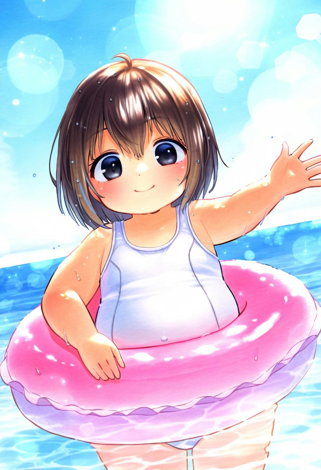 浮き輪も着けたぽっちゃりちゃん