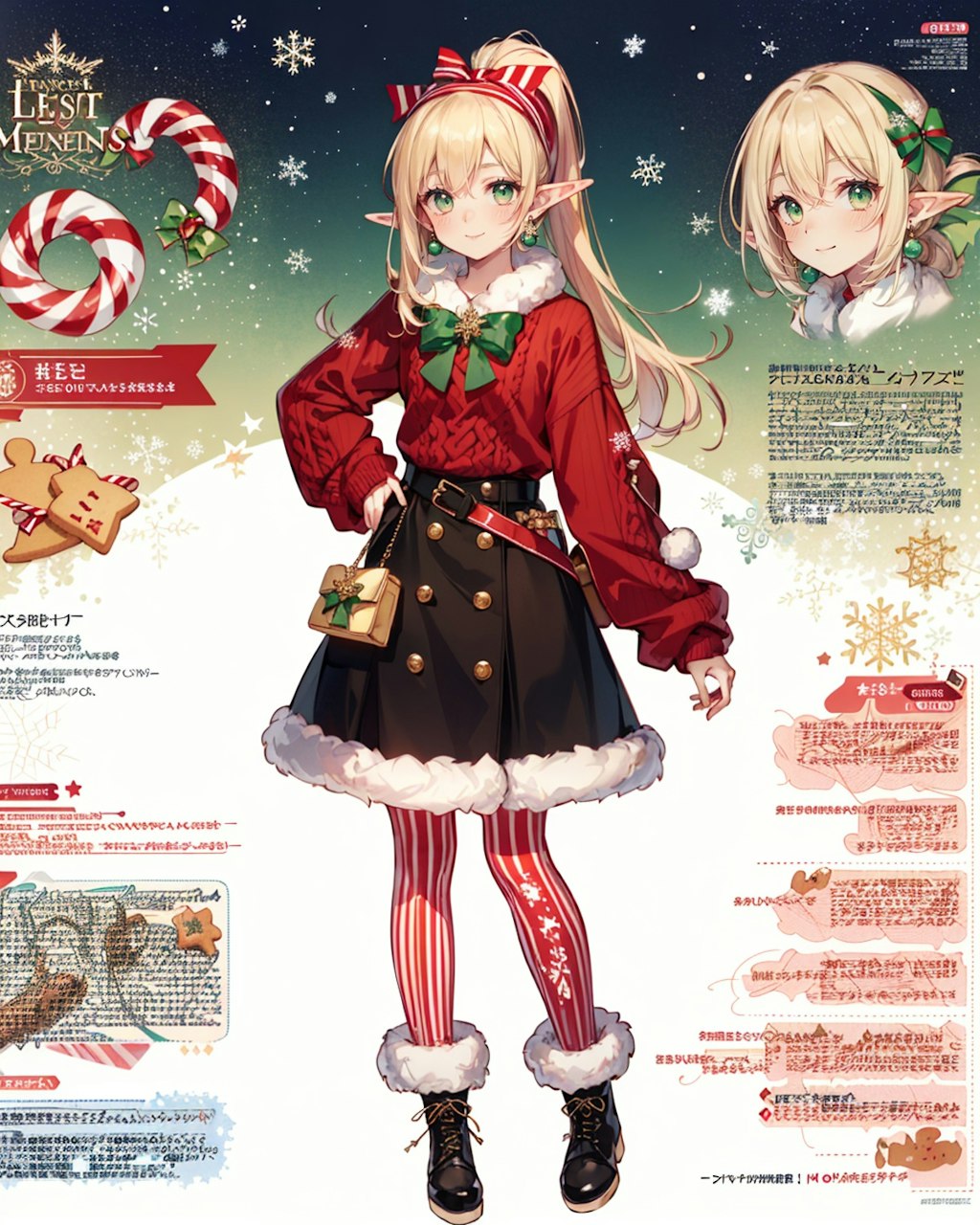 ファンシーなクリスマス衣装のエルフ魔女