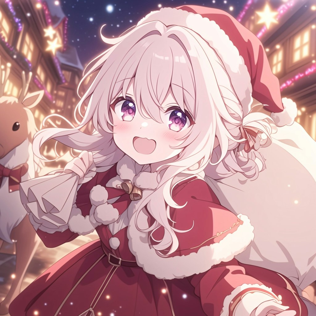 サンタコスでプレゼント配り Handing out gifts in Santa costumes