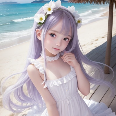 浜辺の紫髪ちゃん (ani2real版)