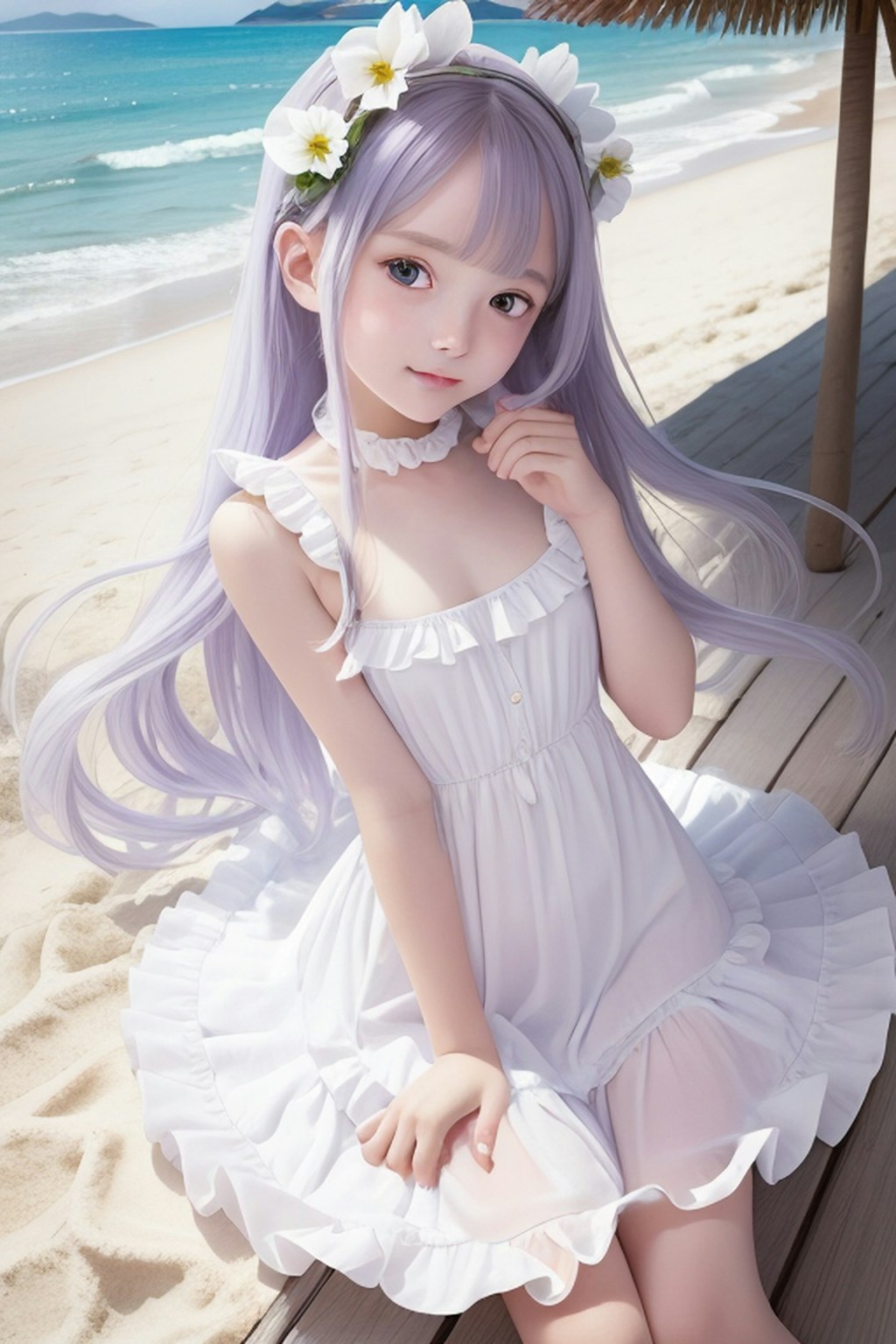 浜辺の紫髪ちゃん (ani2real版)