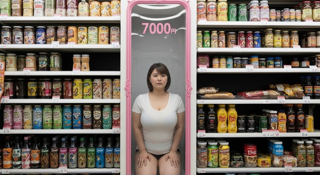 商品棚に陳列されている
